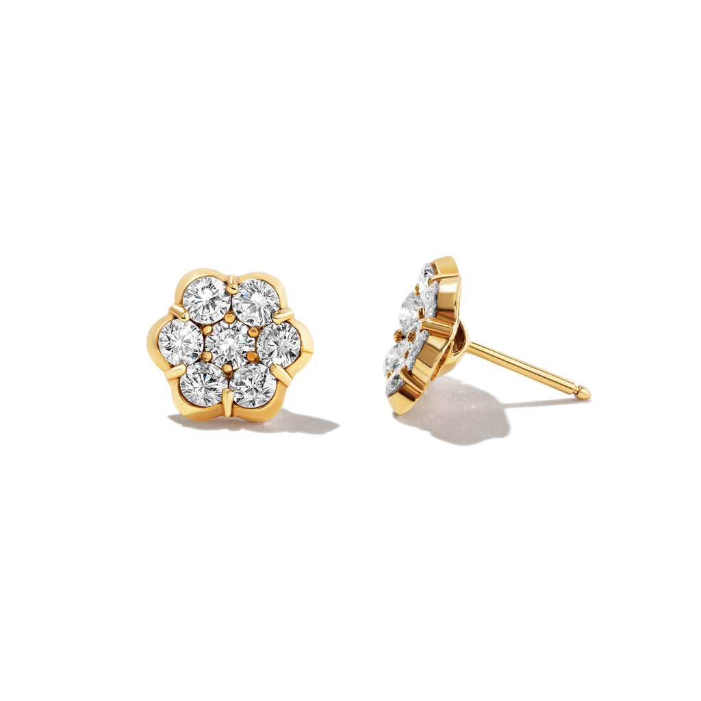 Diamond Seven-Stone Flower Stud Earrings 1/2 ct tw 10K White Gold | Kay